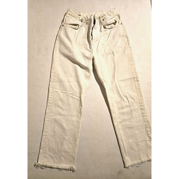 Womens Reformation Rowe Mid Rise Relaxed Straight Jeans Off White Size 30 - Picture 1 of 16